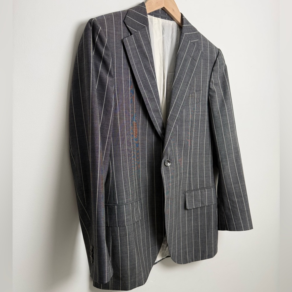 SuitSupply gray pinstripe wool 2pc suit - vitale barberis canonico eu 48/ us 38 - Picture 3 of 11
